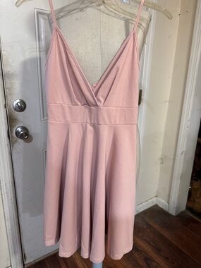 SHEIN Blush Pink V-Neck Spaghetti Strap Mini Dress